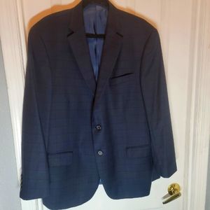 Hart Schaffner Marx Blue Windowpane Sport Coat Blazer 46R‎
